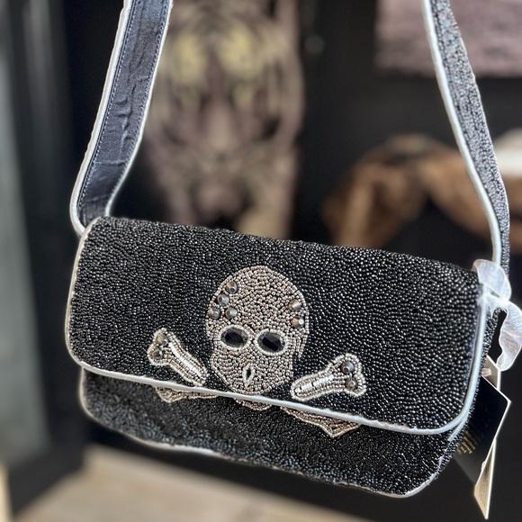 ☠️🖤MADE IN INDIA VIRAL Skull Beaded Shoulder Bag🖤☠️NWT - Picture 10 of 15